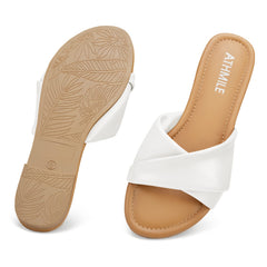 White Casual Leather Summer Flat Sandals