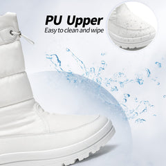 White Women's Fur Lined Faux Leather Ankle Boots
