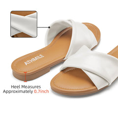 White Casual Leather Summer Flat Sandals