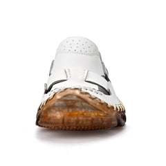 White Outdoor Men's Leather Closed Toe Sandals