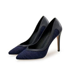 Petite Feet Silk Satin Navy Champagne Dress Heels Pumps AS257