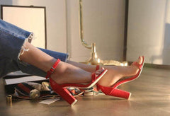 Chunky Heel One Strap Ankle Buckle Small Sandals Heidi