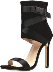 Black Suede Open Toe High Heel Sandal