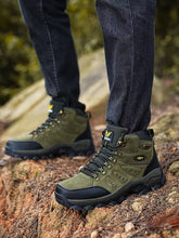 Leather Suede Wedge Lace-up Boots