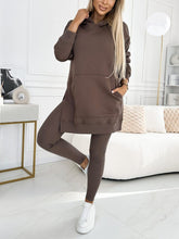 Aria - Plus Size Solid Color Hoodie and Lined Leggings two-piece set