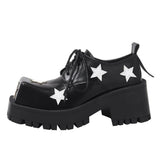 Black & White Star Platform Oxfords