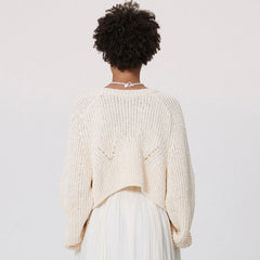 Casual Beige Dual Strap Self Tie Textured Pointelle Knit Oversized Cardigan