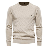 Cozy Geometric Crew Neck Long Sleeve Winter Men Knit Pullover Sweater