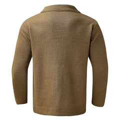 Cozy Textured Cable Knit Spread Collar Button Front Men Winter Cardigan