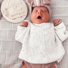 Cute Crew Neck Long Sleeve Marled Ribbed Knit Baby Winter Sweater