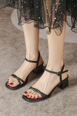 Low-heeled casual outer wear simple and versatile thick-heeled sandals