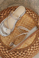 Roman chunky heel thong rhinestone sandals