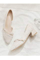 Thick heel versatile pointed toe pumps