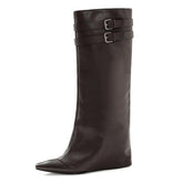 Catwalk Double Buckle Knee-High Boots