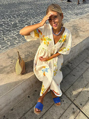 Krista - Linen print dress