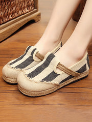 Striped Canvas Shoes Flat Shoes