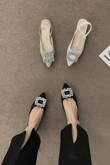 New thick heel crystal high heels