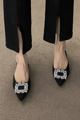 New thick heel crystal high heels