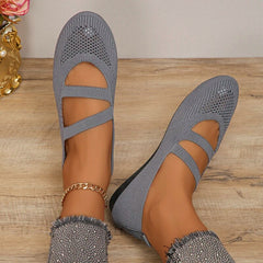 Breathable Mesh Flats Women Spring Summer Fashion Strap Knitting Casual Shoes Woman Round Toe Flat Heels Sneakers Female