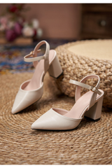 New style hollow back thick heel cap toe high heels