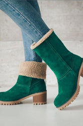 New Fashion Spring Outfit Furry Solid Chunky Ankle Boots