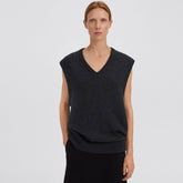 Minimalist V Neck Cashmere Blend Oversized Sweater Vest