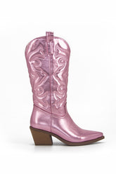New Fashion Spring Outfit Metallic Square Toe Knee High Cowboy Boots