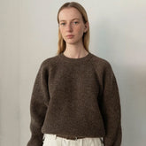 Preppy Crew Neck Long Sleeve Winter Brioche Knit Pullover Wool Sweater