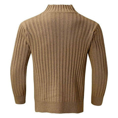 Refine High neck button Up Long Sleeve Men Chunky Rib Knit Cardigan