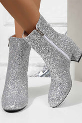 New Fashion Spring Outfit Sequined Block Heels Ankle Heels