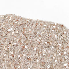 Sparkly Gradient Mohair Crew Neck Drop Shoulder Cropped Sequin Sweater Vest