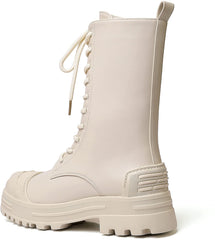 Beige Classic Square Toe Chelsea Ankle Boots