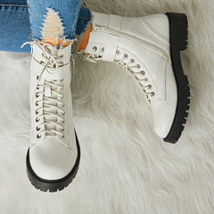 Buckle Combat Leather Boots