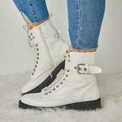 Buckle Combat Leather Boots