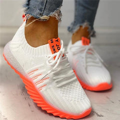 Colorblock Knitted Breathable Lace-Up Sneakers