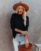 Alesso Ribbed Sleeve Knit Sweater - Black