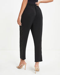 Always A Party Sequin Contrast Pocketed Pants - Black
