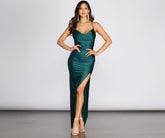 Arabella High Slit Cowl Neck Dress