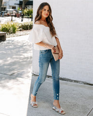 Ariana Cotton Square Neck Top - Off White