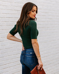 Ashtyn Cotton Blend Crop Turtleneck Top - Pine