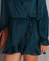 Audrey Ruffle Romper - Teal