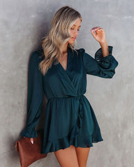 Audrey Ruffle Romper - Teal