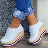 Lace Up Wedges Espadrille Stacked Platform Sandals