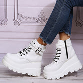 Goth Chunky Platform Heel Ankle Boots Punk Zipper Booties