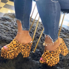 Ins Style Waterproof Platform Thick Heel Casual Slippers