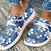 Flower Pattern Comfortable Lace-Up Flat Shoes