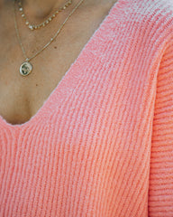 Basin Cropped Knit Sweater - Coral