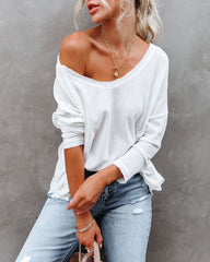 Between Us Thermal Knit Top - White