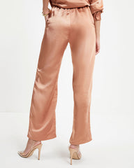 Between The Sheets Satin Pocketed Pants - Dusty Copper