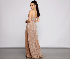 Blair Sequin Wrap Front Formal Dress